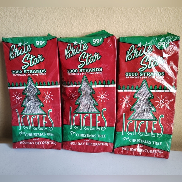Brite Star Other - Brite Star Lot 3 Boxes Silver Icicles 2000 18" Strands Christmas Holiday Decor